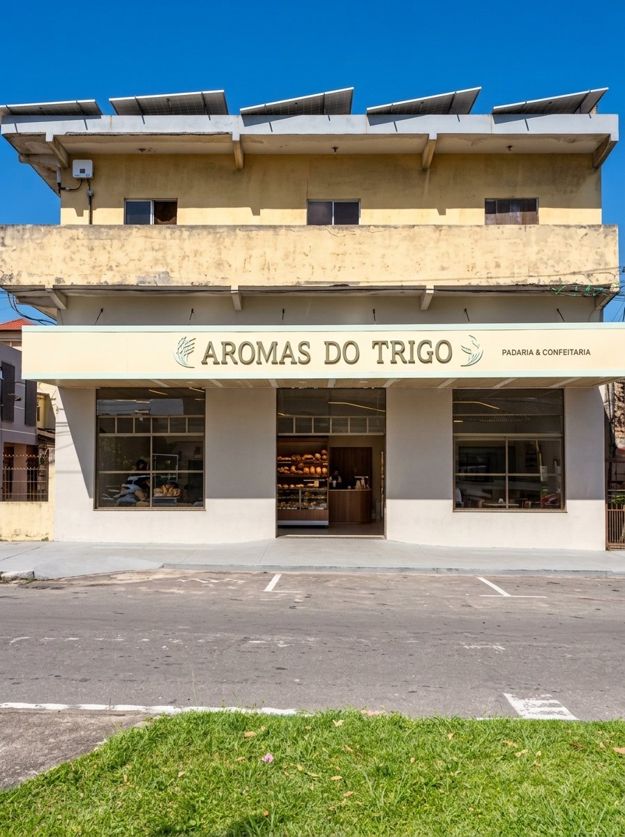 Fachada da padaria Aromas do Trigo